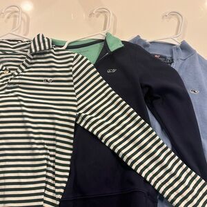 Vineyard Vines longe sleeved shirt, sweater, and quarter zip jacket. Small 8-10